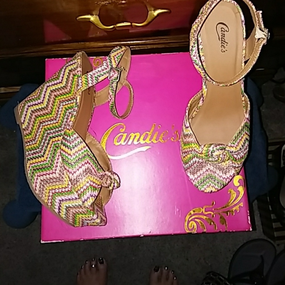 5" High Heel Wedges with  multi pastel colors
